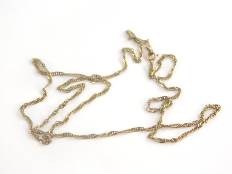 A fine link 9ct gold necklace, 52cm long, 1.9g all in.