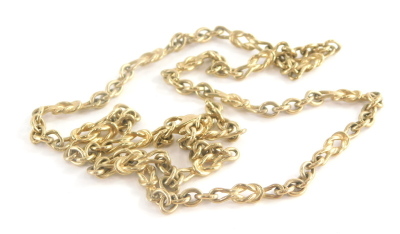 A fancy link neck chain, with ship's knot and curb link detailing, 62cm long, 25.3g.