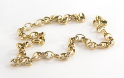 A 9ct gold large belcher link neck chain, 45.5cm long, 12g.