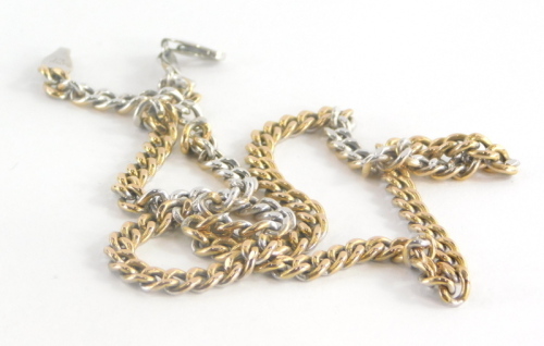 A 9ct gold bi-colour neck chain, with one side yellow gold and one side white gold, marked Italy 9ct, 46cm long, 10.2g all in.