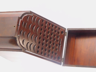 A George III mahogany and ebony strung slope top knife box, the hinged lid enclosing a later fitted interior, on bun feet, 43.5cm high, 24cm wide. - 2