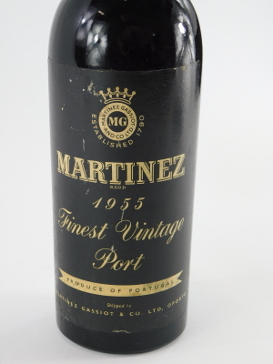 A bottle of Martinez 1955 Finest Vintage Port, lacking wax seal, 30cm high. - 2