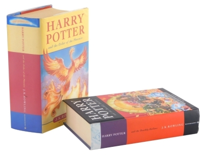 Rowling, (J K) Harry Potter and The Order of The Phoenix, first edition hardback, published by Bloomsbury, ISBN number 0747551006, and Harry Potter and The Deathly Hallows, hardback first edition, published by Bloomsbury ISBN number 9780747591054. (2)