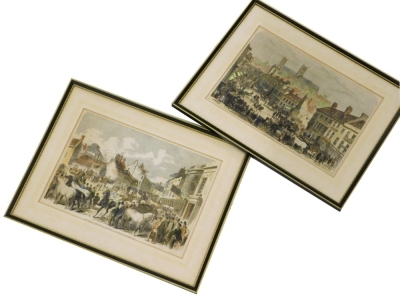 A pair of late 19thC engravings, to include The Annual Horsefair At Horncastle Lincolnshire, and Lincoln Horsefair, 24cm x 34cm, and 23cm x 33cm respectively. (2)