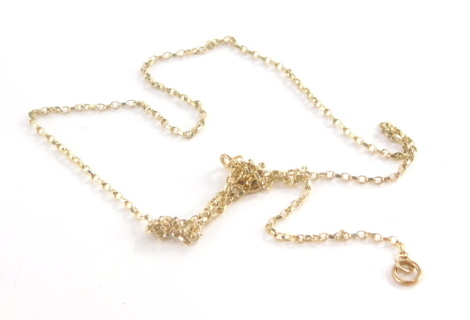 A 9ct gold fine link neck chain, 2.6g.