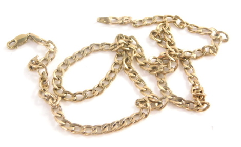 A 9ct gold curb link neck chain, 50cm long, 5.3g all in.