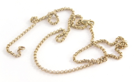 A curb link neck chain, yellow metal marked 375 to clasp, 50cm long, 8.6g all in.