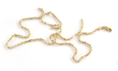 Two 9ct gold hammered link bracelet/anklets, one AF, 25cm and 19.5cm long, 3.4g all in.