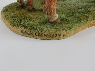 A Border Fine Arts figure group of Limousin cow and calf, BO657, signed Jack Crewdson, number 723/750, on a hardwood base, 29cm long. - 2