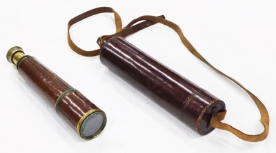 A Broadhurst Clarkson and Co Limited four drawer brass and leather telescope, stamped Tel. Scc. Rgts. Mk. 2s, dated 1940, numbered 1584, and a carrying case.