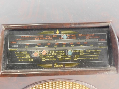 A Bush Bakelite radio, model 73/89780, (AF), 29cm wide. - 3