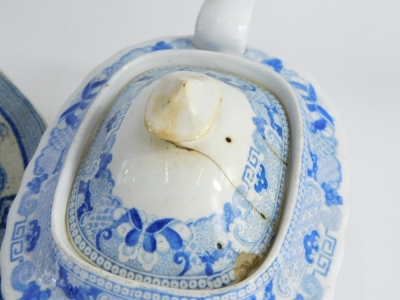 A 19thC Staffordshire blue printed meat dish, a drainer, various other items of 19thC and later blue and white, etc. - 2