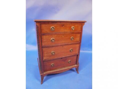 An early 20thC mahogany dwarf chest of four drawers