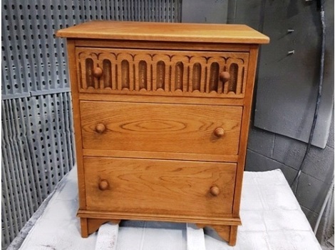 A 20th century oak bedside cabinet, sourced by TV celebrity Danny Sebastian, and then restored in a light oak wood stain. NB. This is a charity lot and there is no Buyers Premium payable. Collection is from The Lincoln Auction Rooms or contact lincoln@pac