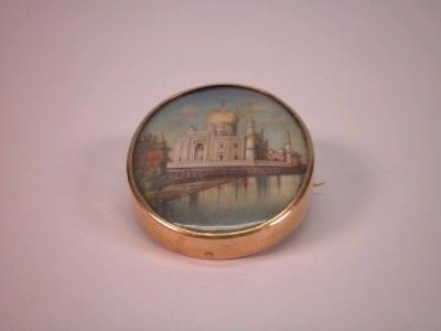 An oval mounted miniature of the Taj Mahal