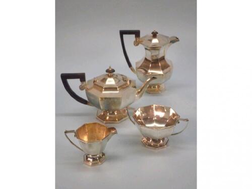 A silver four piece tea service