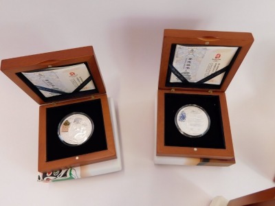 A set of four 2008 Beijing Olympic Games silver proof coin collection series 2, boxed. - 2