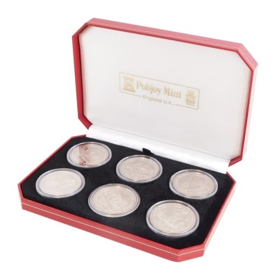 A Pobjoy Mint QEII Bicentenary of Trafalgar silver crown set, with six silver crowns, boxed.