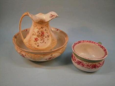 A Crown Devon blush ivory wash-jug and bowl