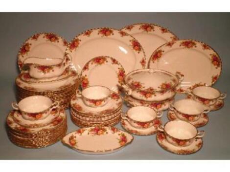 A Royal Albert "Old Country Roses" pattern part dinner service comprising