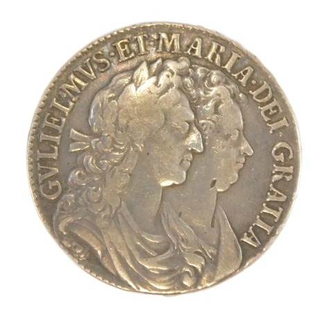 A William and Mary silver half crown 1689.