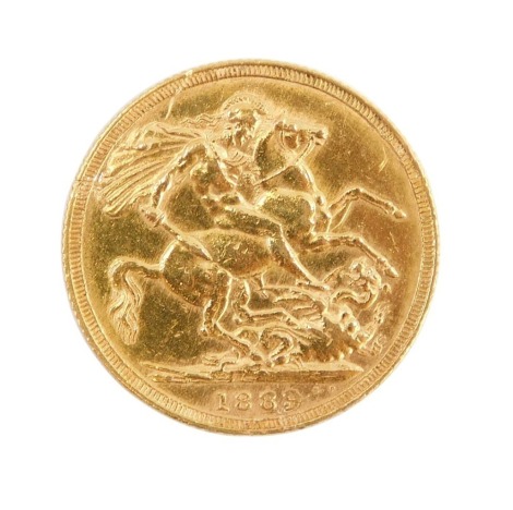 A Victorian full gold sovereign, dated 1889, 8.0g.