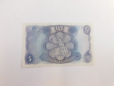 A Bank of England £5 note, Fforde, number 05A 481913, 1967. - 2