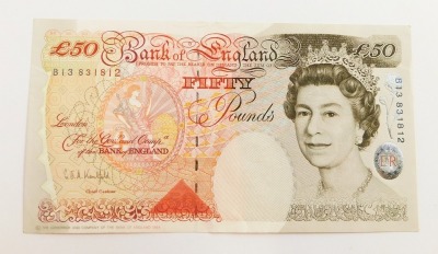 A Bank of England £50 note, Kentfield, number B13 831812, 1994.