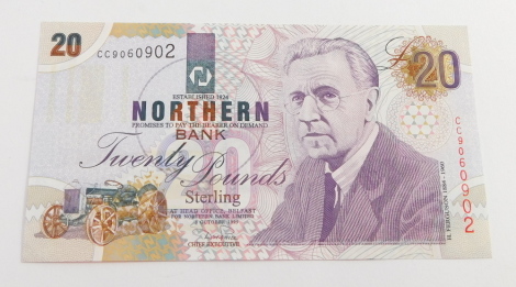 A Northern Bank £20 note, serial number CC 9060902, 8th October 1999.