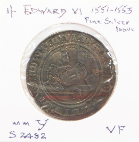 An Edward VI hammered silver shilling, circa 1551-53.