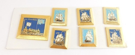 A set of pins dedicated to Peter The Greatest Fleet aka History of Russian Navy, made in USSR, obsolete and vintage.