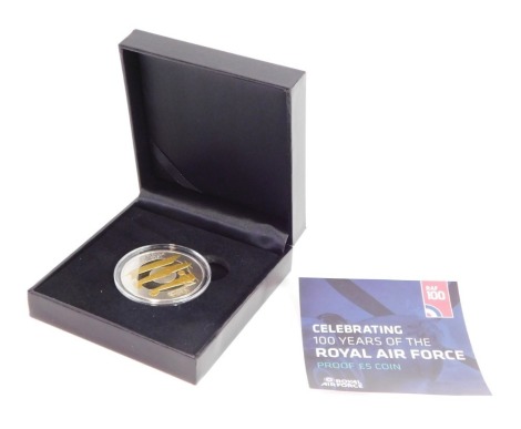 A Royal Air Force Celebrating a 100 Years £5 proof coin, limited edition 1082/4950, in fitted case.