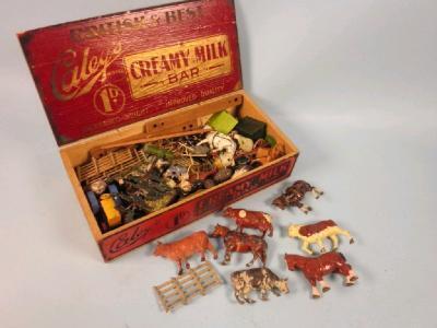 A large quantity of J Hill & Co lead farm animals and accessories etc