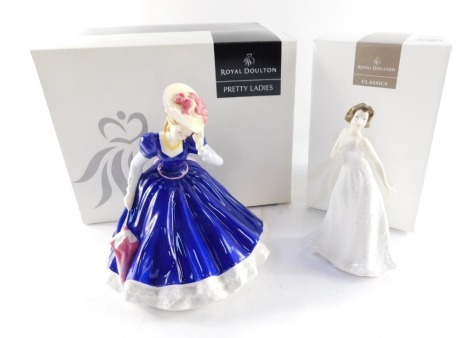 Two Royal Doulton porcelain figures, comprising Mary, Pretty Ladies figure of the year 2006. and Cherish HN4442, boxed. (2)