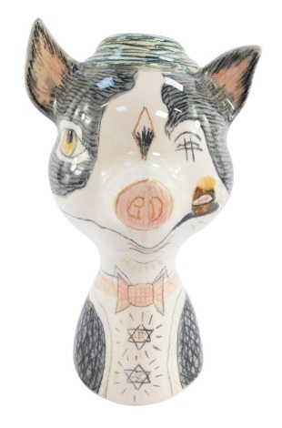 A Beswick pottery money bank figure, shaped as a pig, with bow tie, waistcoat, numbered to underside 1760, 22cm high.