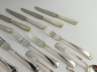 An Italian six piece part service of cutlery, comprising starter forks, table forks, starter knives, table knives, teaspoons and dessert spoons, unmarked, marked 800, 70.69oz all in.. - 3