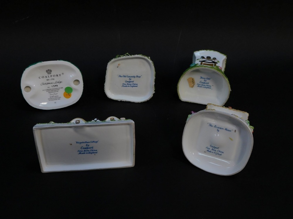 Five Coalport porcelain cottages, comprising Christmas Lodge