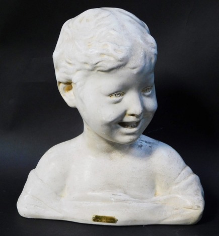 After Donatello. A bust of Donatello's child from being a copy of a bust in the Musee De Florence, signed verso Martini a Brive, 33cm high.