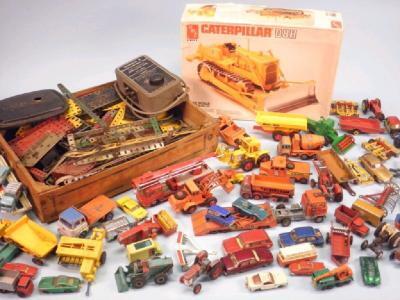 A quantity of Meccano and play worn Matchbox Dinky vehicles etc