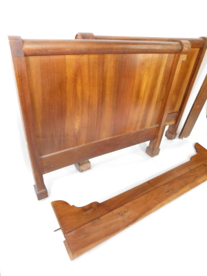 A Continental mahogany and walnut 3ft 7" bed frame, with side rails. - 2