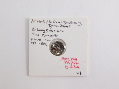 A Celtic AG unit, Iceni, c30-10BC, obverse a custed head with triad below, reverse a horse, beaded arc above, attributed to Queen Boudicca, by R D von Arsdell, X Larry Baker collection. - 2