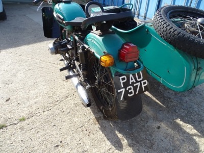 A 1976 URAL Tricycle Sidecar, registration PA0 737P, petrol, 649cc, green, first registered 01/01/1976, first registered in UK 18/02/2021, dry stored, MOT exempt, Tax Free, V5 present (historic vehicle). - 19