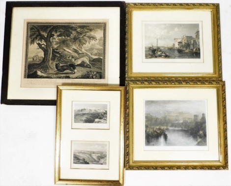 A collection of 19thC engravings, to include Venice, 16cm x 26cm, Ancient Rome, Convent Of The Holy Nativity Bethlehem, 8.5cm x 14.5cm, etc. (a quantity)