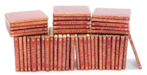 Gollang (Israel). Shakespeare, various plays with red leather covers and gilt stencilling. (43 volumes)