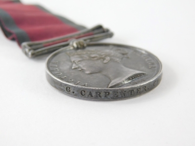 A Queen Victoria 1848 service medal, with bar for Egypt and ribbon, bearing mark G Carpenter Coldstream Guards, 4cm diameter. - 2