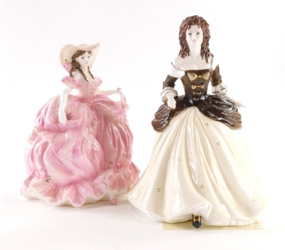 A Coalport Literary Heroines Limited edition figure, Moll, number 1458 of 2500, with certificate, printed marks beneath, 20cm high, and another Coalport figure Literary Heroines, Rebecca, limited edition number 2449 of 2500, with certificate. (2)