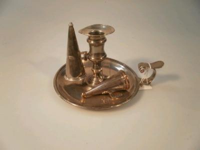 A Georgian white metal chamberstick