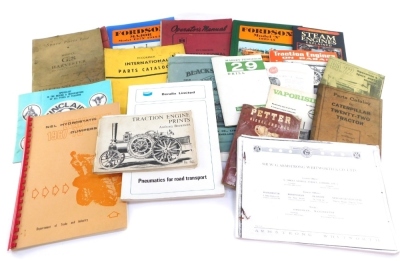 A group of steam and tractor manuals, to include the operator's manual for McCormick International B46, Berkshire model G8 Harvester spare parts guide, etc. (1 box)