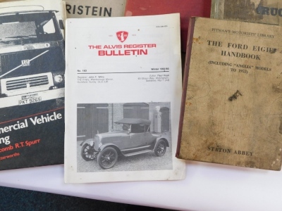 A group of car guides and manuals, to include shop manual for the Vauxhall model E, Rushton Hornsby car models, the Motor Magazine, Truck Light Utility Hillman guide, etc. (1 box) - 3