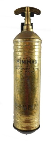 An Auto Mini Max vintage hand pump, marked Mini Max Ltd, Middlesex, with hanging bracket.